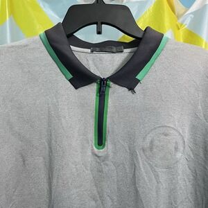 G/Fore Men's 1/4 Zip Embossed Logo Performance Golf Polo Shirt Sz L Grey